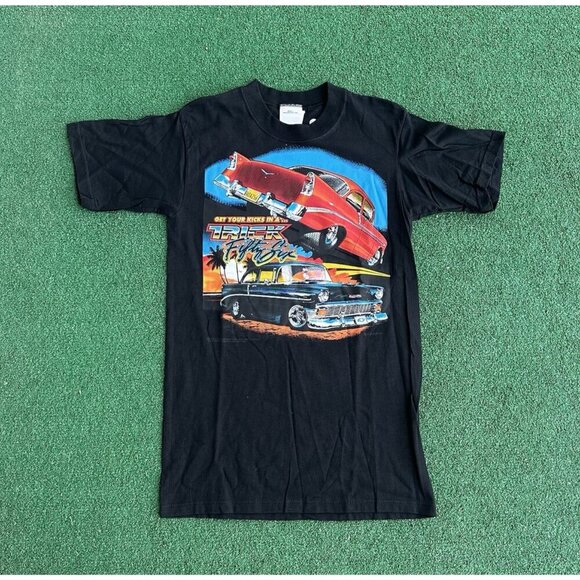 king size Other - Vtg Airways Chevrolet Mens S Black Tee Get Your Kicks In A Trick Fifty Six